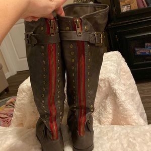EUC gray riding boot, high calf, WIDE CALF